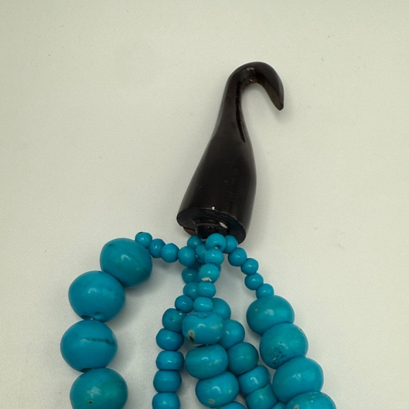 Monies Gerda Lynggaard Elegant Turquoise Color Beaded Buffalo Bone Necklace - Picture 11 of 13